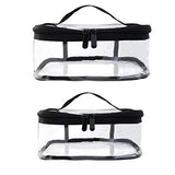 Wobe 2 Pack Portable Clear Makeup Bag Zipper Waterproof Cosmetics Bag Transparent Travel Storage Carry Pouch PVC Zippered Toiletry Bag Organizers With Handle for Vacation Travel, Bathroom