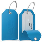 Shacke Luggage Tags with Full Back Privacy Cover w/Steel Loops - Set of 2 (Aqua Teal)