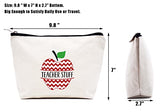 Teacher Stuff Apple –Makeup Bag Cosmetic Bag Travel Pouch Gift – Appreciation Gifts for Teachers - Birthday Christmas Back To School Gift For Teacher