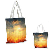 Abstract canvas messenger bag Sunrise Sunbeams with Clear Sky Horizon Vector Image in Pixels Mosaic