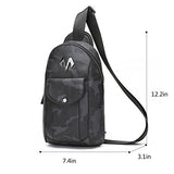 Babama Genuine Camo Leather Chest Bag For Men Crossbody Shoulder Purse Daypack
