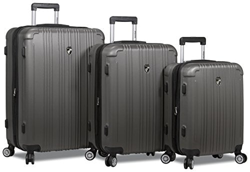 Dejuno Atlas 3-Piece Hardside Spinner Combination Lock Luggage Set, Charcoal