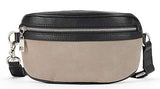 Josephine Adjustable Waist Belt Bag or Fanny Pack with 3 Zippered Pockets (black and grey)