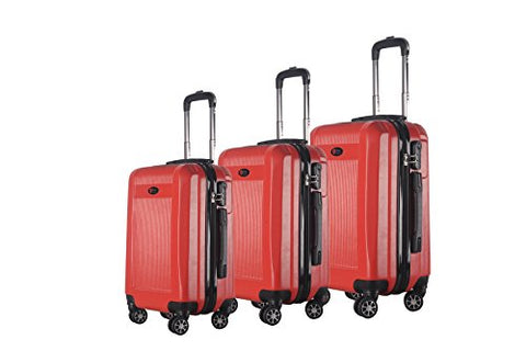 3-Piece Hardside Spinner Expandable Suitcase Set #906 (Red)