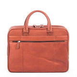 Bugatti Sartoria Zipper Large Leather Briefcase, Top Grain Leather, Cognac