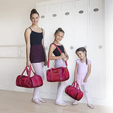 Bixbee Kids Duffle Bag, Dance Bag & Travel Bag for Sports, Gymnastics and Ballet with Adjustable Strap, Zippers, Pockets, and Flake-Resistant Glitter - Overnight Bag in Ruby Raspberry.
