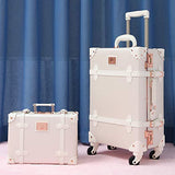 urecity Womens Luxury Vintage Trunk Luggage Set 2 Piece Cute Retro Pink Hardside Suitcase 20"