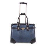 Bugatti Monica Ladies Business Bag On Wheels, Pebble Grain Synthetic Leather, Blue