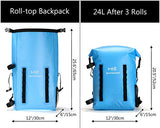 BASSDASH Waterproof TPU Backpack 24L Roll-Top Dry Bag with Rod Holder for Fishing, Hiking, Camping, Kayaking, Rafting