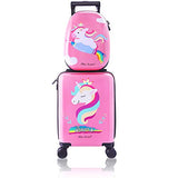 Unicorn Kids Carry on Luggage Set with Spinner Wheels, Girls Travel Suitcase
