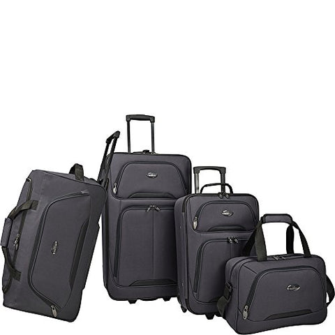 U.S. Traveler Vineyard 4-Piece Softside Luggage Set (Charcoal)