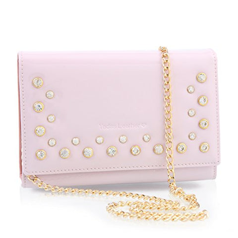 Damara Rhinestones Women Patent Leather Messenger Bags,Light Purple