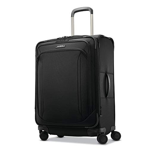 Samsonite Lineate Expandable Softside Checked Luggage with Spinner Wheels, 25 Inch, Obsidian Black
