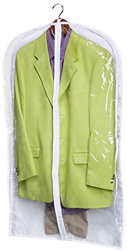 Honey-Can-Do Sft-01417 Peva Clear And White Suit Bag, Zippered Front