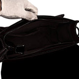 Damero Retro Genuine Leather Messenger Bag Women Crossbody Satchel Bag Briefcase (Black)