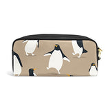 Colourlife Cute Penguins Playing Pu Leather Pencil Case Holder Pouch Makeup Bags For Boys Girls