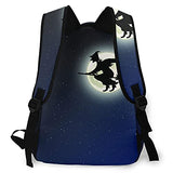 Casual Backpack,Horror Movie Spooky Witch Flying On A Br,Business Daypack Schoolbag For Men Women Teen