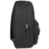 Classic Traditional Solid Backpacks with Adjustable Padded Shoulder Straps (Black)