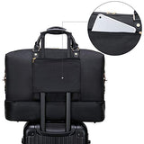 Canvas Overnight Bag Oversized Travel Duffel Leather for Men and Women Weekender Tote (Black-D)