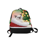 YPink Little Kitten Sitting in Santa Hat Against Fir TRE Casual Daypack Travel Bag College School Backpack for Mens and Women