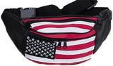 Genuine Leather USA Flag Fanny Pack, Stars & Stripes Waist Bag or Belt Bag. Great for Travel or