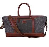 Addey Supply Company 20" Leather Canvas Duffle Bag Weekender Bag and Women 20 X 7 X 11 inch Caramel