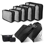 Travel Packing Cubes, 9 PCS Travel Organizer Set Foldable Luggage Bags Lightweight Travel Storage Pouch with Cable Storage Bag (black)