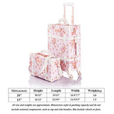 COTRUNKAGE Small 20" Vintage Luggage Set 2 Pieces Carry On Suitcase for Womens (20" & 13", Pink Floral)