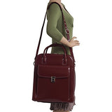 Detachable -Wheeled Women's Laptop Briefcase, Leather, Mid-Size, Red - LA Grange | McKlein - 96496