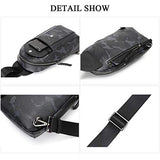 Babama Genuine Camo Leather Chest Bag For Men Crossbody Shoulder Purse Daypack