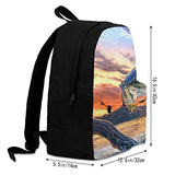 Pike Fish Fishing & Bass Fish Jumping Unisex-Adults 16.5 Casual Backpack,Lighweight Durable Zipper Bookbag School Backpack for Boys Girls,Multi-Pockets Soft Schoolbag Daypack for Hiking Travel Work