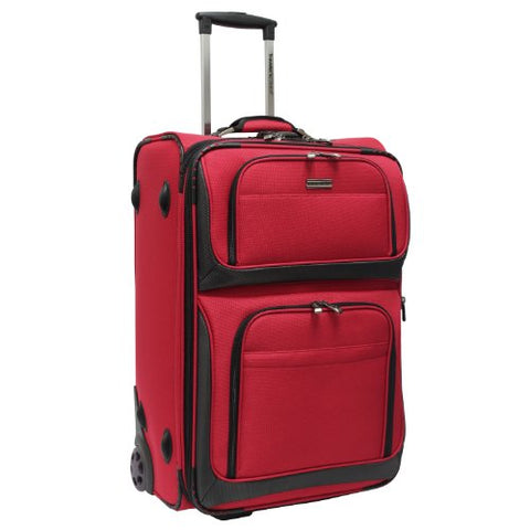Traveler's Choice Conventional II Expandable Rugged Rollaboard Luggage, Red, Checked-Medium 25-Inch