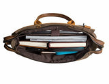 ECOSUSI Canvas Laptop Briefcase Bag Computer Bag Hiking Bag Camping Bag Weekend Bag Fits Most
