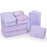 JJ POWER Travel Packing Cubes 7 Set, Luggage Organizers with toiletry kit shoe bag (Lavender)