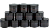Vivaplex, 12, Amber, 1 oz, Round Glass Jars, with Inner Liners and black Lids