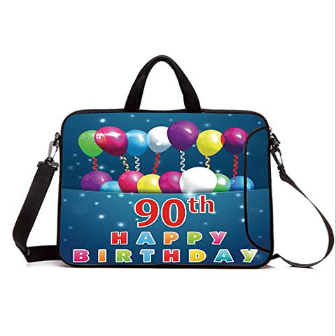 13" Neoprene Laptop Bag Sleeve with Handle,Adjustable Shoulder Strap & External Side Pocket,90th
