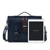 ECOSUSI Men's Briefcase PU Leather Shoulder Satchel Computer Bag with Back Pocket fits 15.6 inch