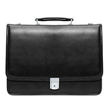 McKlein, I Series, River North, Full Grain Cashmere Napa Leather, 15" Leather Triple Compartment Laptop Briefcase, Black (43555)