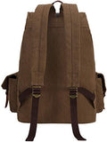 BLUBOON Canvas Vintage Backpack Leather Casual Men Women Laptop Travel Rucksack (Coffee)