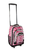 Everest Wheeled Pattern Backpack, Burgundy/White Ikat, One Size