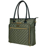 Kenneth Cole Reaction Chelsea Chevron 15" Laptop & Tablet Business Tote W/Removable Shoulder Strap, Olive, Laptop