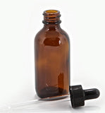 12, Amber, 2 oz Glass Bottles, With Glass Eye Droppers