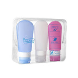 Kitdine Portable Soft Silicone Travel Bottles Set (3 Oz, Pink + White + Blue)