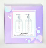 AylaMae Modern Refillable Shampoo and Conditioner Dispensers 500ml / 16.9oz PET Plastic Bottles with Leak Proof Pumps | Labels Printed Directly on Bottles
