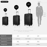 Luggage 3 Piece set ABS Hardshell with Spinner Durable and Lightweight 3 PC Suitcase sets 20 24 28 inch, Free Backpack Inside (Dark Grey)