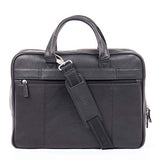 Bugatti Sartoria Zipper Large Leather Briefcase, Top Grain Leather, Black
