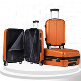 Luggage Set 3 Piece Set Suitcase set with TSA Lock Spinner Hard shell Lightweight (Orange)