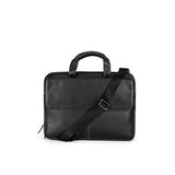 Boconi Mens Tyler Tumbled Folio Leather Laptop Briefcase With Shoulder Strap Bag, Black