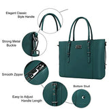 MOSISO PU Leather Laptop Tote Bag for Women (Up to 15.6 inch), Deep Teal