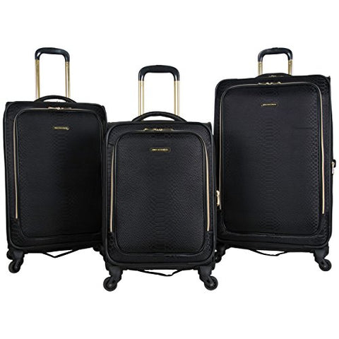 Aimee Kestenberg Women'S Polyester Expandable 4-Wheel 3-Piece Luggage Set 20”, 24”, 28”, Black